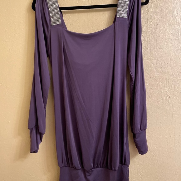 Baby Phat short purple Dress Snake Bite Rhinestone Accent Scoop Back. Size Small - Picture 11 of 12